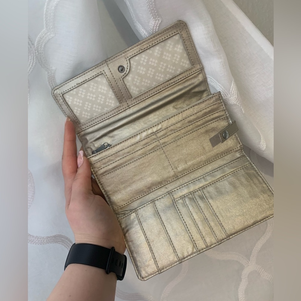 Kipling Teddi Metallic Snap Wallet gold 12 card slots snap button closure - Picture 4 of 8